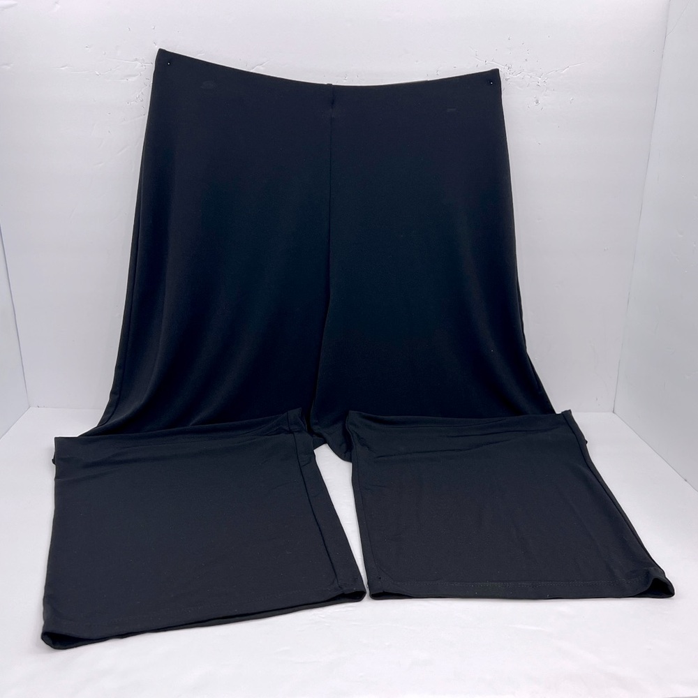 ALFANI WOMEN’S DEEP BLACK PANTS,95% POLYESTER, 5% SPANDEX, WIDE LEG, PETIT LARGE